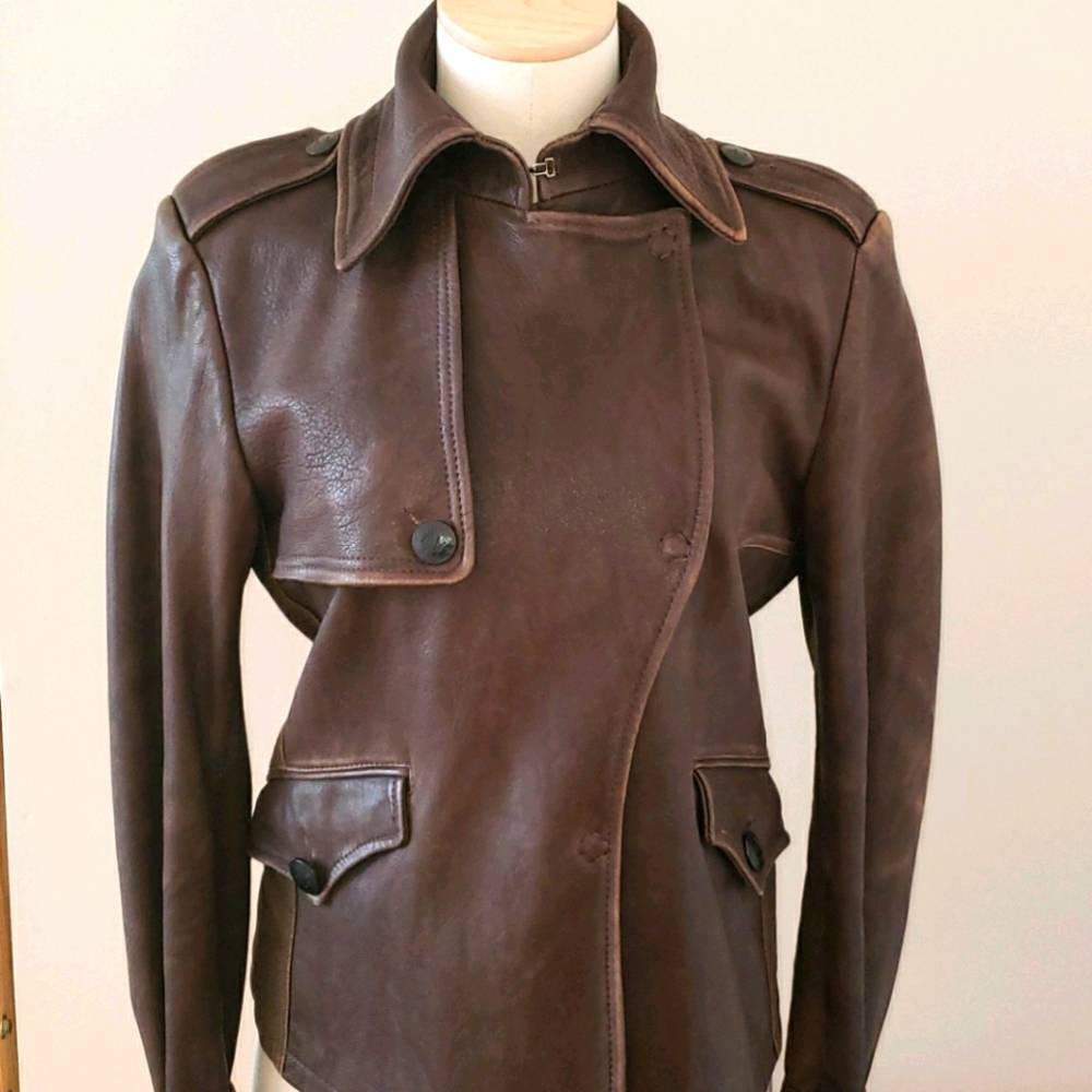 Armani Jeans brandy leather jacket